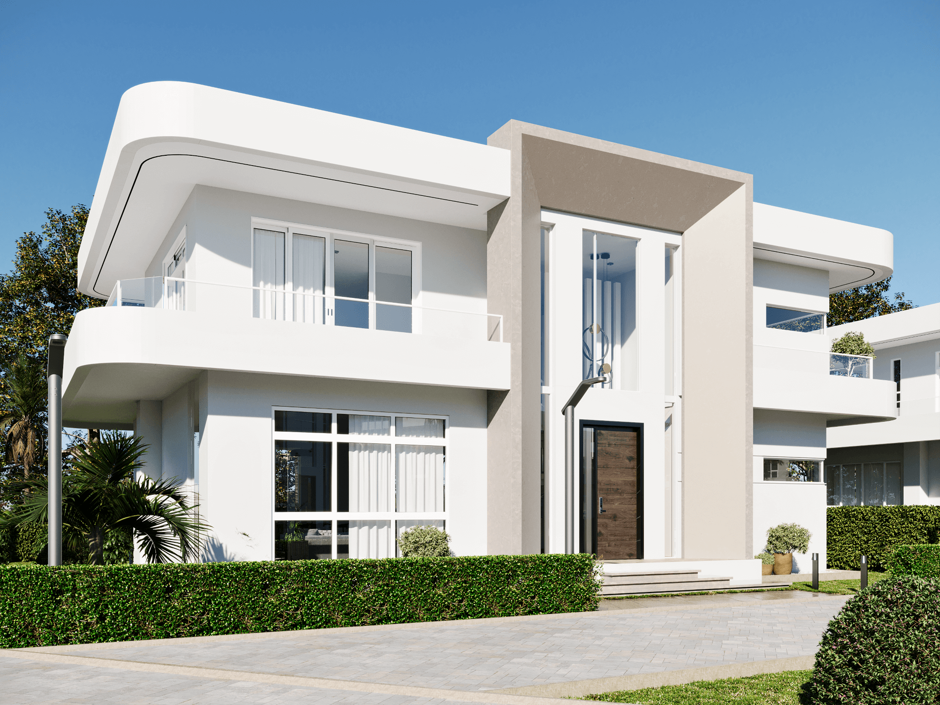 4 bedroom luxury chalet facade design and 3D architectural render, Abuja, night view